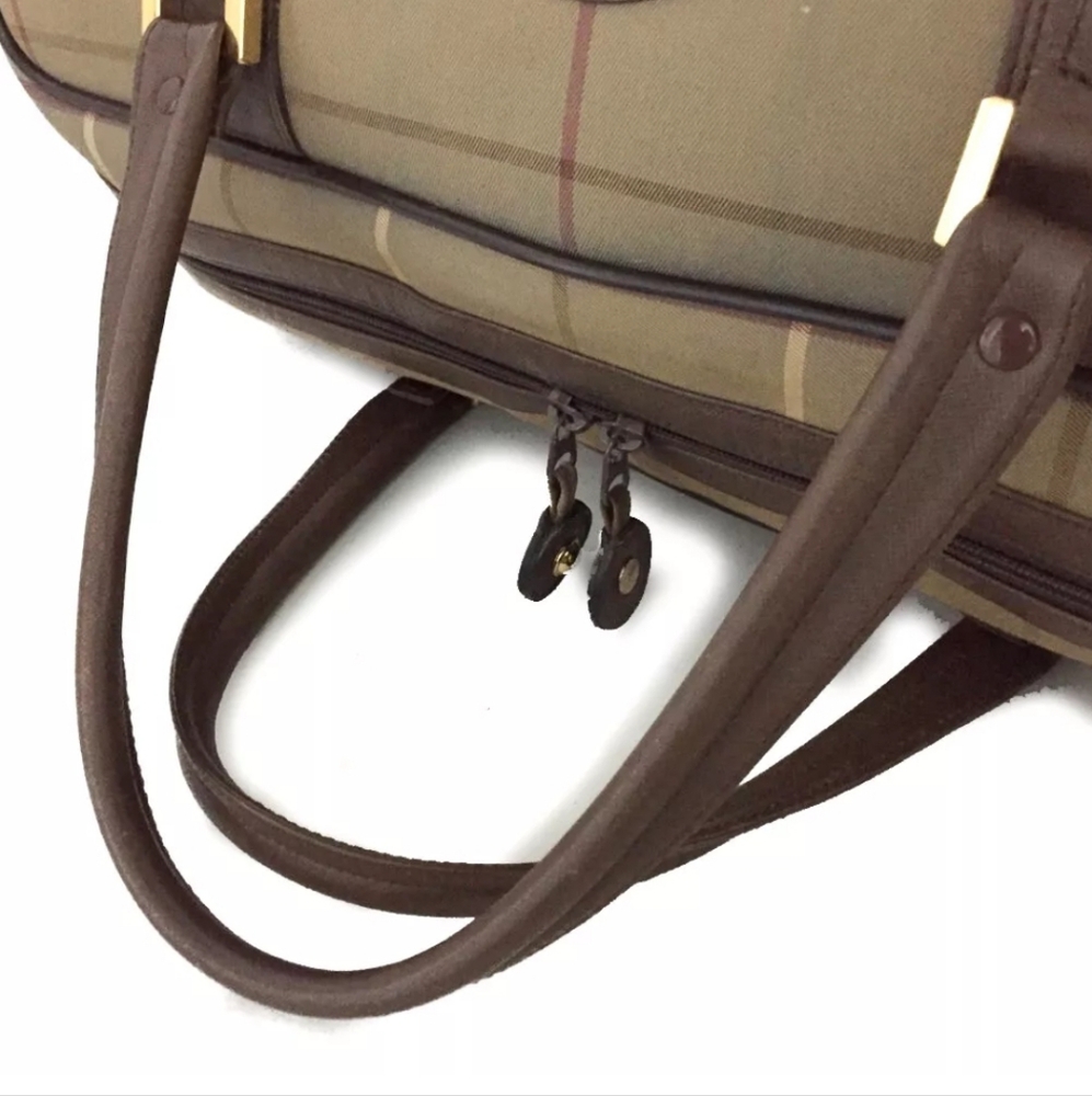 Burberrys Horse Logo Check Canvas Boston Bag - Picture 5 of 9